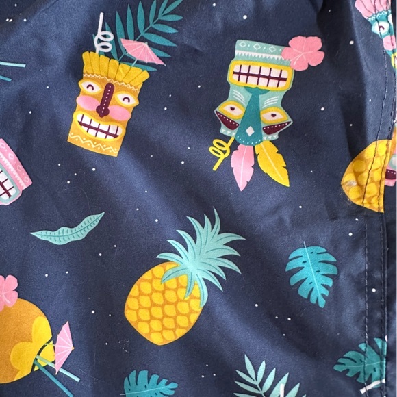 NWT Broken Threads Swim Trunks in Navy with Tiki and Pineapple Print, Size M - Picture 3 of 5